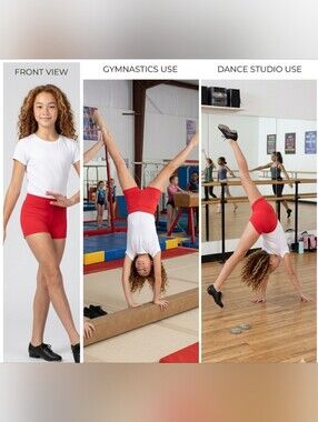 Nwt Body Wrappers Girls BWP081 Boy-Cut Dance & Gymnastics Shorts Red Sz 4 - 6